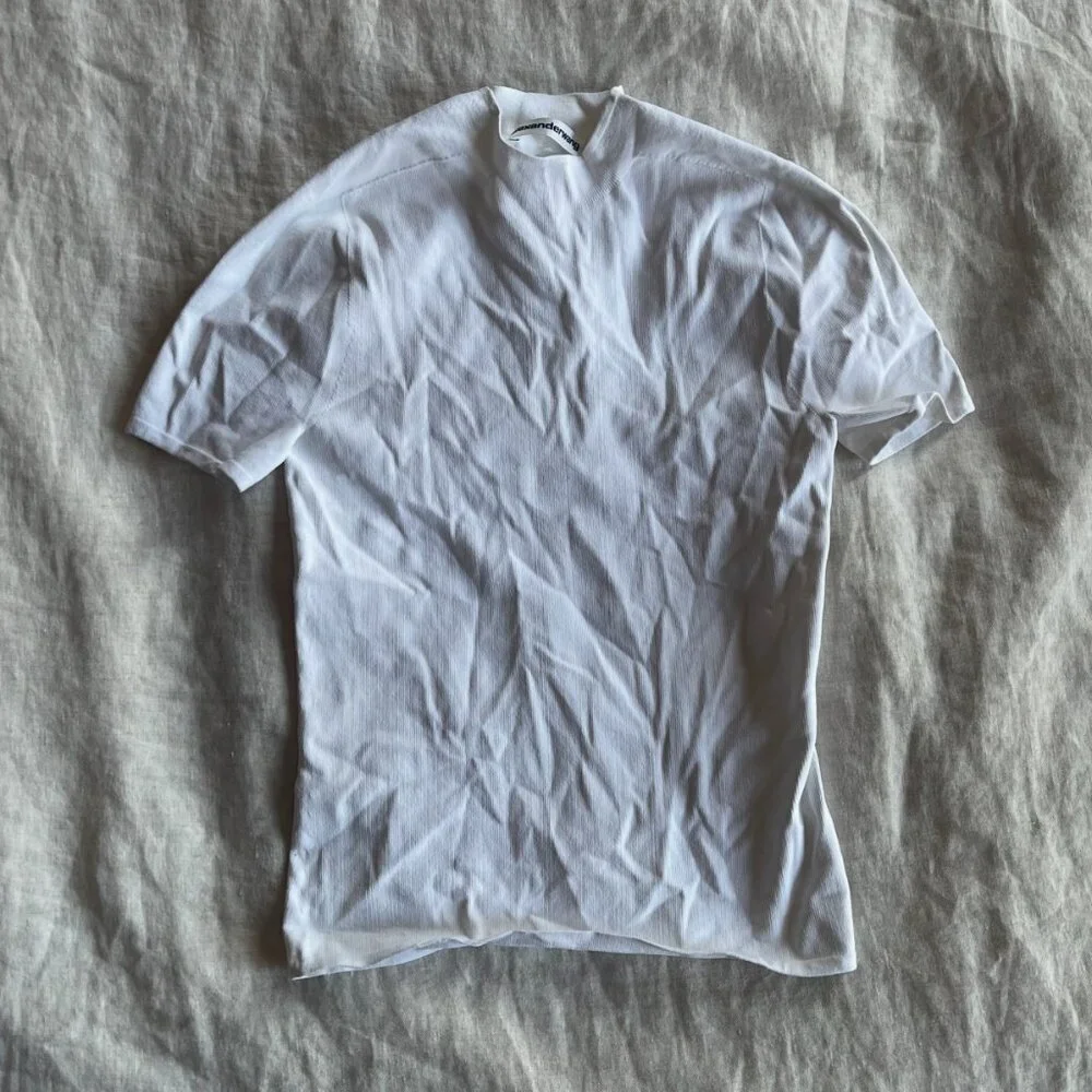 Alexander Wang White and Black Tight-Fit Mock Neck Tees